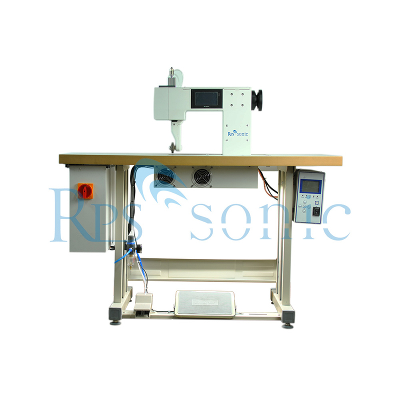 Máquina de costura ultrassônica de 20 Khz com bigornas rotativas e buzina rotativa para laminação e selagem de bordas